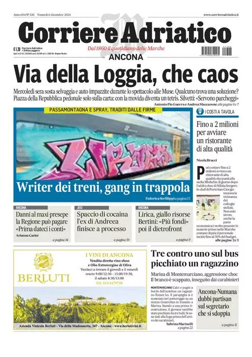 Prima-pagina-corriere adriatico-edizione-di-oggi-06-12-2024